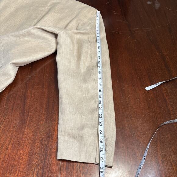 W.H. Belk Mens Linen Blazer Size 46 Long Tan Jacket Coastal Herringbone Weave - Picture 7 of 8